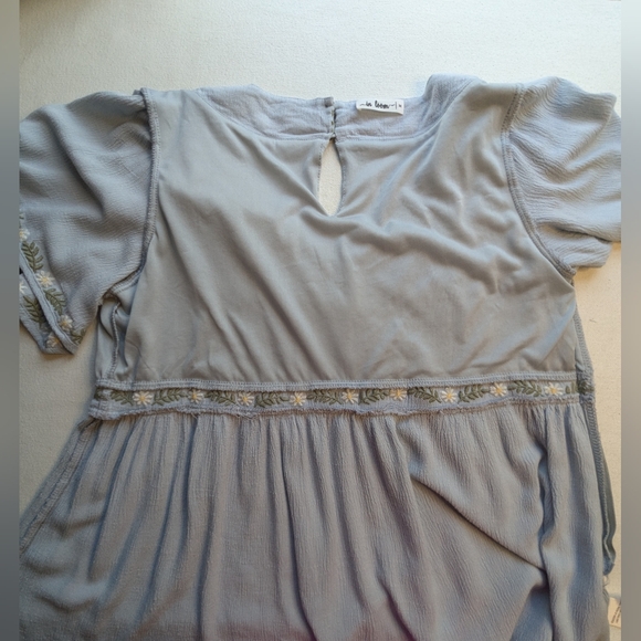 In Loom Baby Doll Top Size M Flutter Sleeves Embroidery Powder Blue Color J-2 - Picture 4 of 12